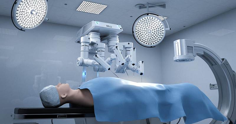 Patient in surgery with a DaVinvi Robotic surgical system
