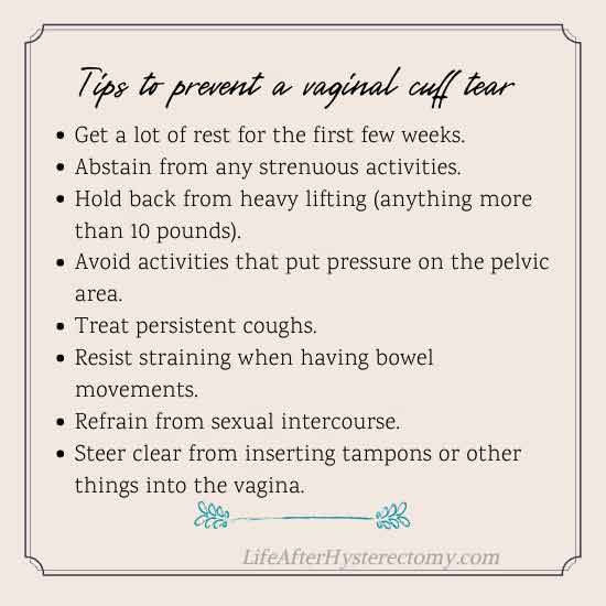 tips to prevent a vaginal cuff tear