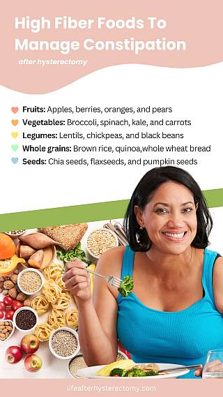 High fiber foods to prevent constipation after a hysterectomy